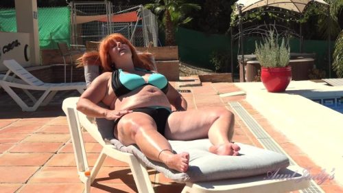 AuntJudys – Busty Redhead Melanie Masturbates Poolside