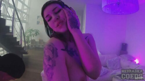 NebraskaCoeds –  Sam Doing Sexy Striptease Masturbating With Her Favorite Big Black Dildo